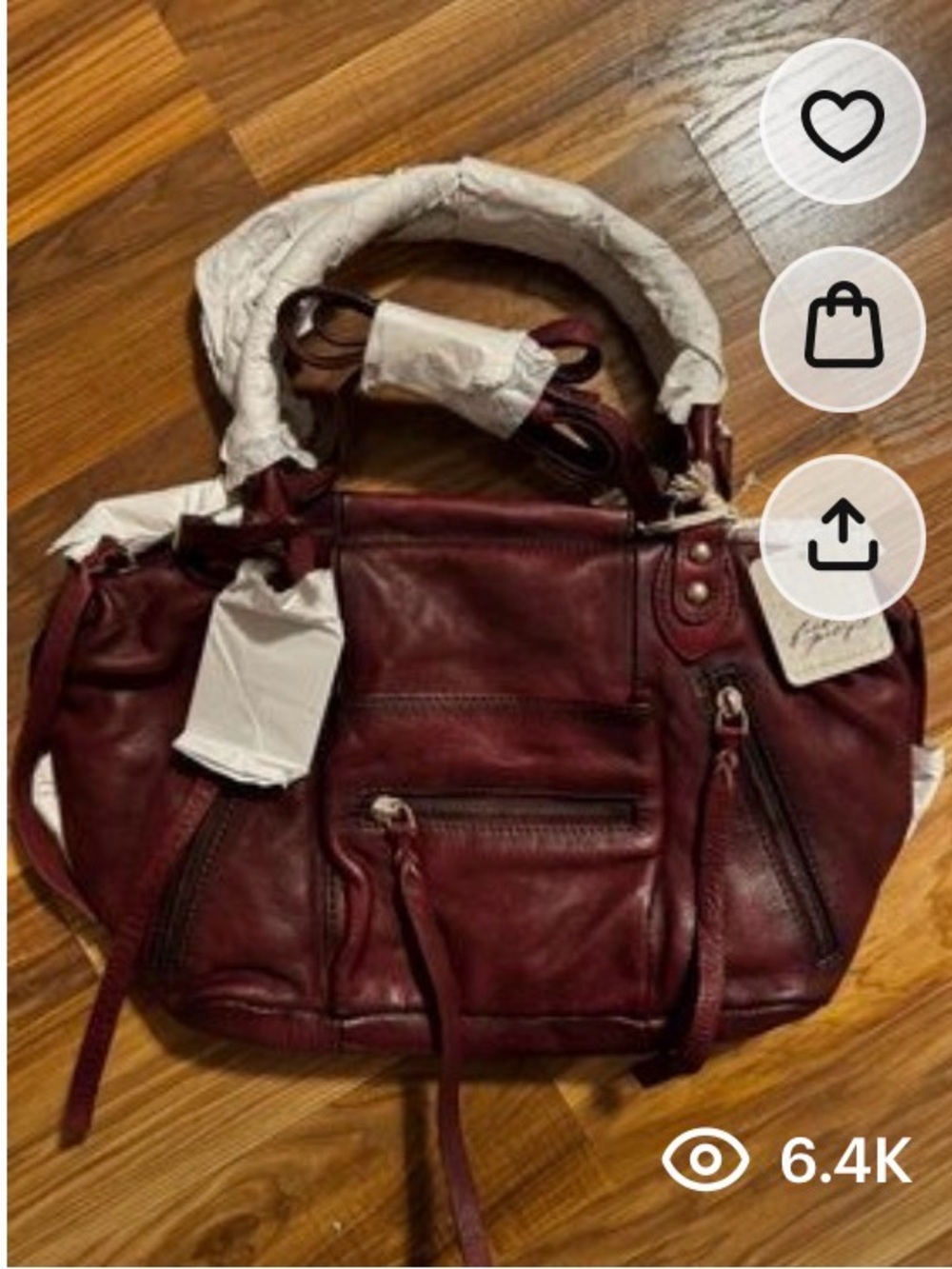 🚨 RARE!! ONLY 1 AVAILABLE Free People Baby Emerson RED ROCK  Leather Satchel - Picture 6 of 7